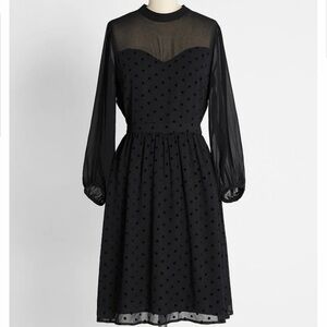 ModCloth Black Polka Dot Dress “On The Eve Of Elegance”